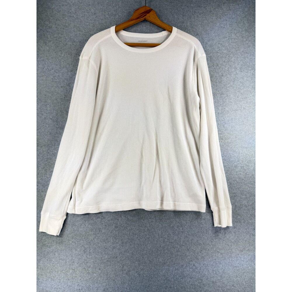 Old Navy Women’s Large White Waffle Knit Thermal Long Sleeve Shirt 3743